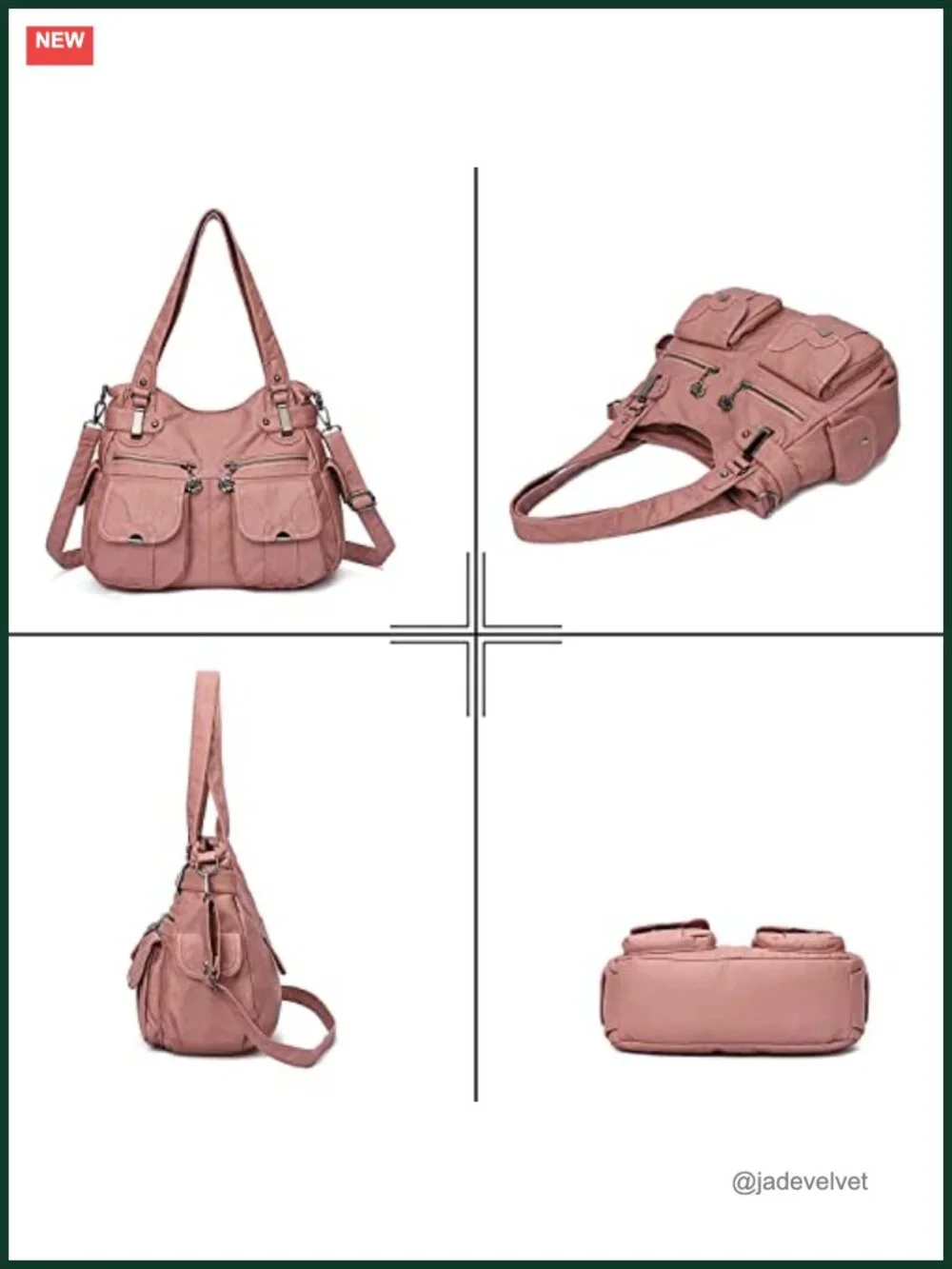 Vegan Leather Hobo Bag Crossbody Shoulder Purse Satchel Large